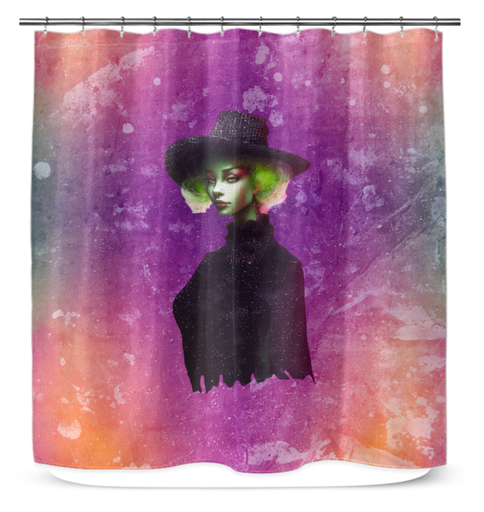 Ethereal Enchantment Shower Curtain in a stylish bathroom