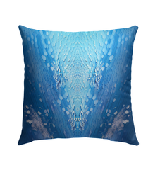 Vibrant Peacock Tail Splendor pattern on outdoor pillow.