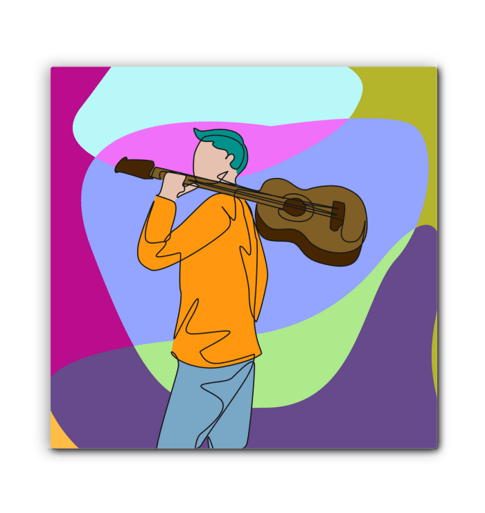 A Man With A Guitar At Half Speed1 Wrapped Canvas - Beyond T-shirts