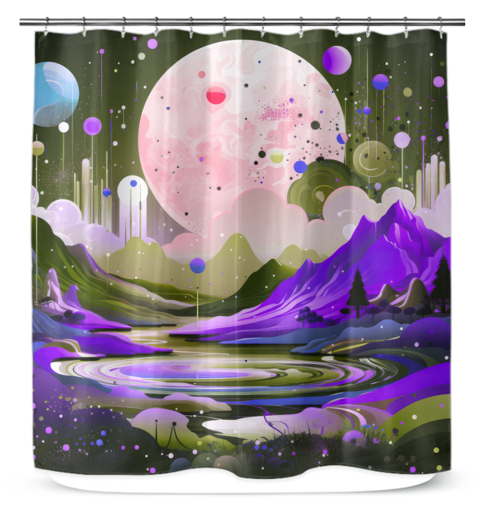 Vibrant Verdant Valleys Green Landscape Curtain