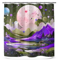 Vibrant Verdant Valleys Green Landscape Curtain