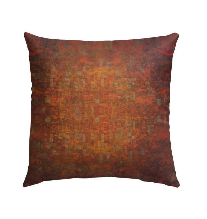 Retro design outdoor pillow in an outdoor setting