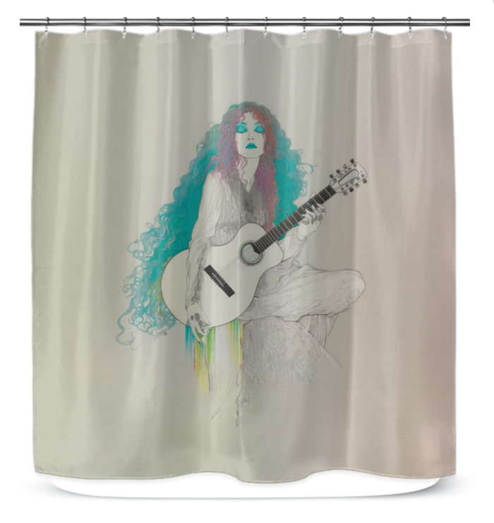 Waterproof Blooming Bliss shower curtain with vibrant flower design.