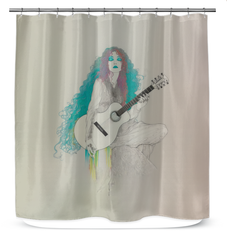 Waterproof Blooming Bliss shower curtain with vibrant flower design.