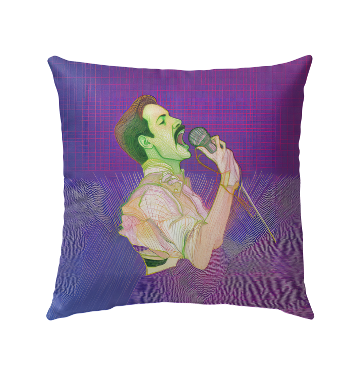 Meadow Song Outdoor Pillow in an outdoor garden setting