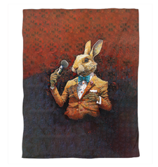 Close-up of Whimsical Rabbit Dreams Duvet Cover showing detailed rabbit design