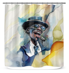 Guitarist's Gleeful Geysers Shower Curtain