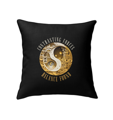 Ying Yang indoor pillow with floral harmony design.