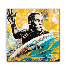 Vivid wave design on Surfing 5 14 Wrapped Canvas