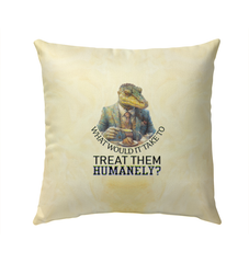 Regal crocodile designed outdoor pillow for patio furniture.