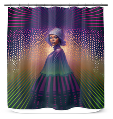 Close-up of Boho Rhapsody Beyond Style Shower Curtain pattern.