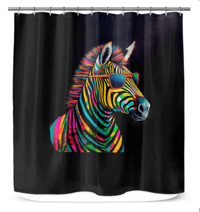 Elevate your bathroom decor with the peaceful vibe of the Zebra Serenity Shower Curtain, blending style and serenity.