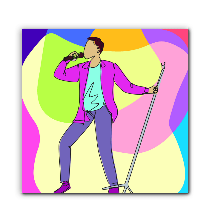 A singer With S Microphone Stand1 Wrapped Canvas - Beyond T-shirts