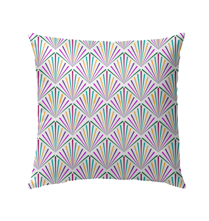 Vibrant Tribal Chic Outdoor Pillow on Patio Setting