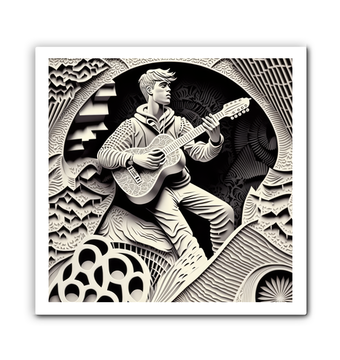 Abstract indie folk motifs on premium wrapped canvas.