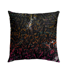 Durable outdoor pillow with a cosmic celebration design, perfect for patio seating.