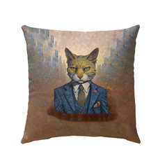 Whimsical Cat Faces Outdoor Pillow