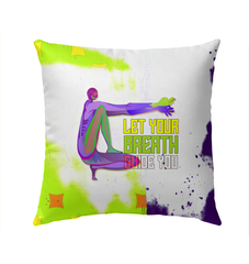 Tree Pose design on outdoor pillow promoting equilibrium and comfort.