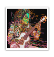 Cosmos Concerto wrapped canvas displayed in a modern living room