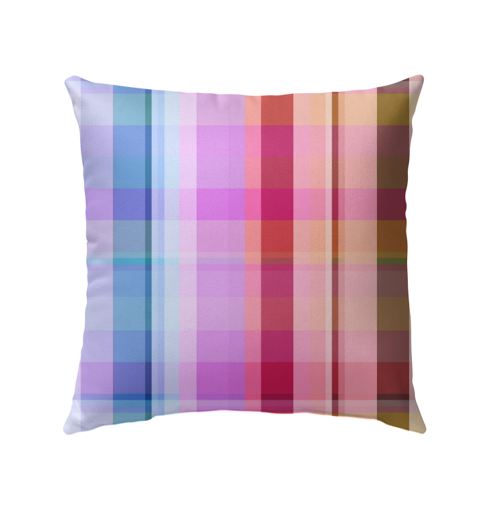 Close-up of the Rainbow Spectrum Outdoor Pillow, highlighting its bright and cheerful colors, adding a pop of joy to outdoor decor.