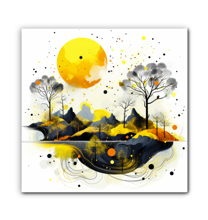 Serene Sunset Landscape Illustrated Canvas