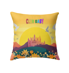 Royal Carriage Journey Indoor Pillow displayed on a sofa or armchair.