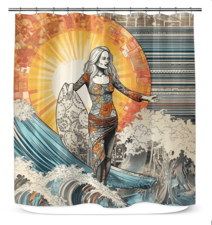 Surfing Serenity Bath Curtain - Beyond T-shirts