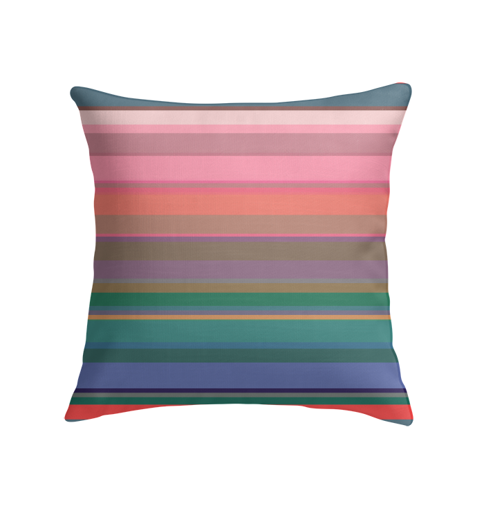 Close-up of the vibrant, tropical stripes on the Tropical Paradise Pillow.