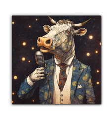 Cow's Whimsical Meadow Wrapped Canvas