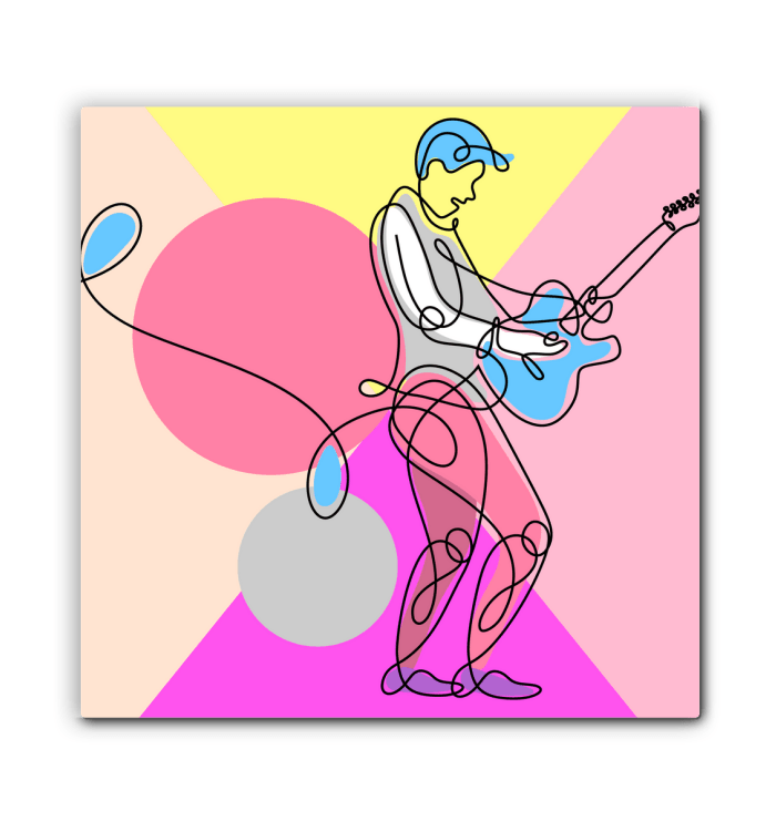 Guitar Line Art 4 Wrapped Canvas - Beyond T-shirts