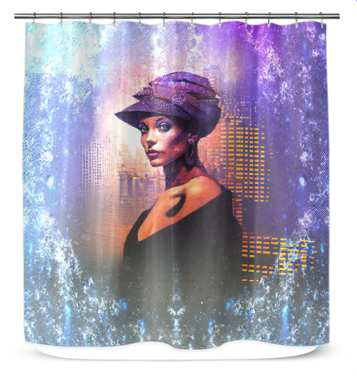 Close-up of Celestial Dreams Beyond Style Shower Curtain pattern.