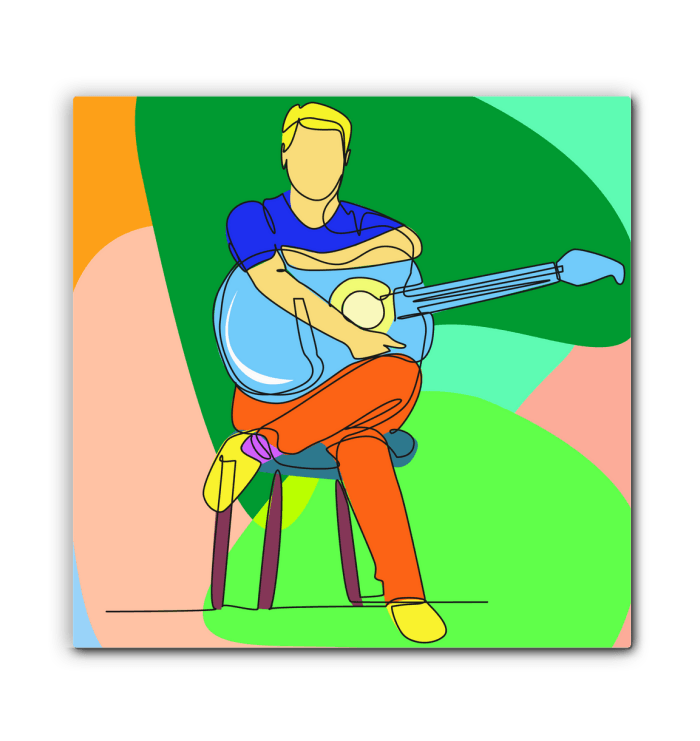 A man sitting with a guitar 2 Wrapped Canvas - Beyond T-shirts