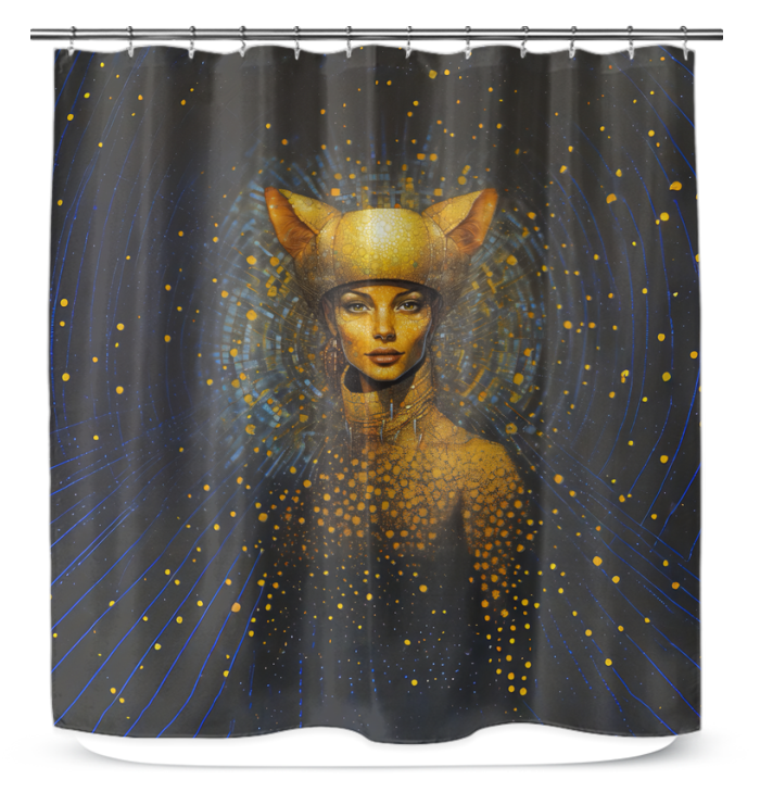 Close-up of the Ethereal Elegance Shower Curtain's elegant design