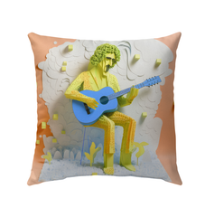 Close-up of Water Lily Serenade outdoor pillow showcasing detailed design and vibrant colors.