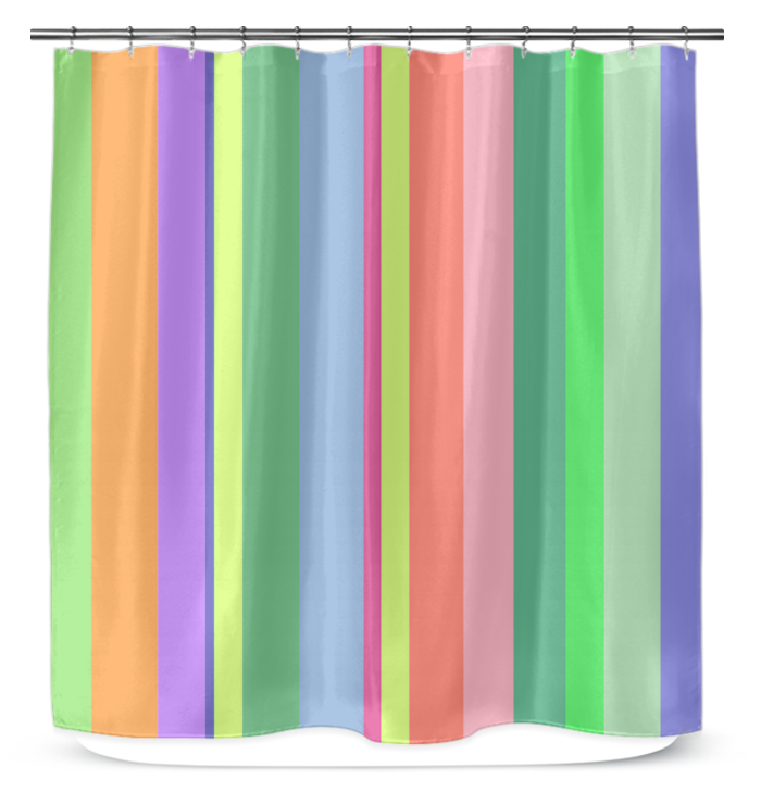 Sophisticated black and white striped shower curtain for contemporary bathroom
