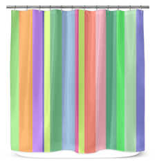 Sophisticated black and white striped shower curtain for contemporary bathroom