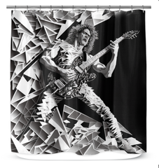 Close-up of Swing Beat shower curtain fabric showcasing its quality and design.