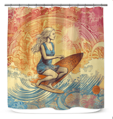 Wave Escape Bath Curtain - Beyond T-shirts