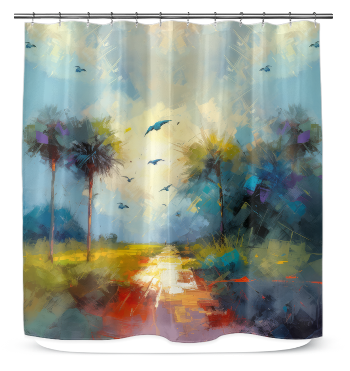 Coastal Escape Landscape Shower Curtain