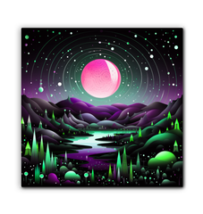 Celestial Cliffs Starry Landscape Canvas
