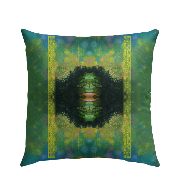 Stylish Contemporary Fusion outdoor pillow in a garden setting.