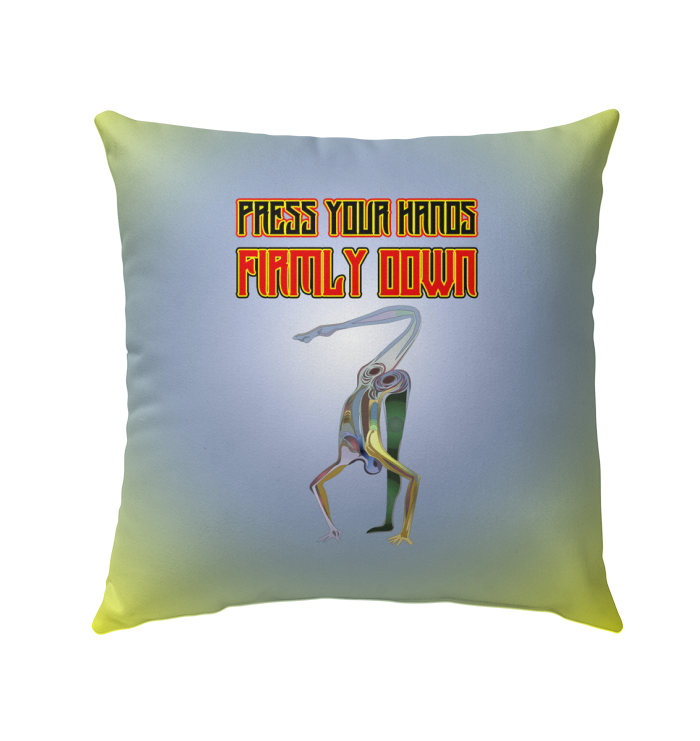 Peaceful Pose Outdoor Pillow providing comfort and support outdoors.