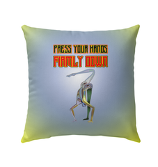 Peaceful Pose Outdoor Pillow providing comfort and support outdoors.