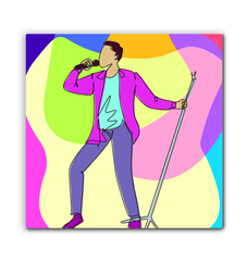 A singer With S Microphone Stand1 Wrapped Canvas - Beyond T-shirts