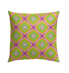 Decorative outdoor pillow with leaf pattern on patio chair