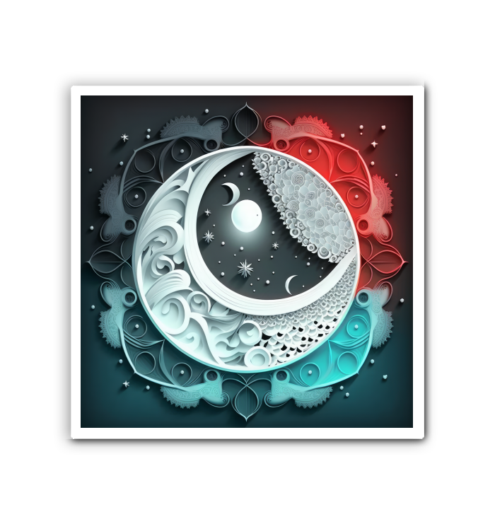 Wrapped canvas featuring cosmic Ying Yang design.