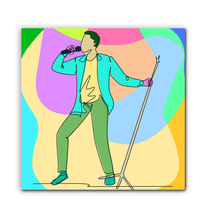 A singer With A Microphone Stand1 Wrapped Canvas - Beyond T-shirts