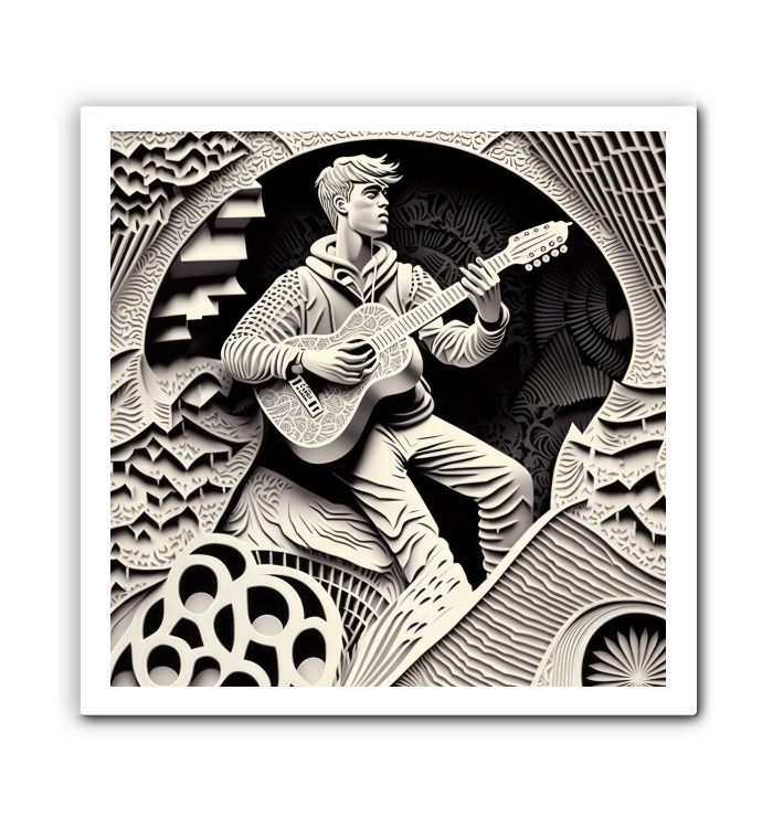Vibrant colors and patterns of the Indie Folk Serenade art piece.