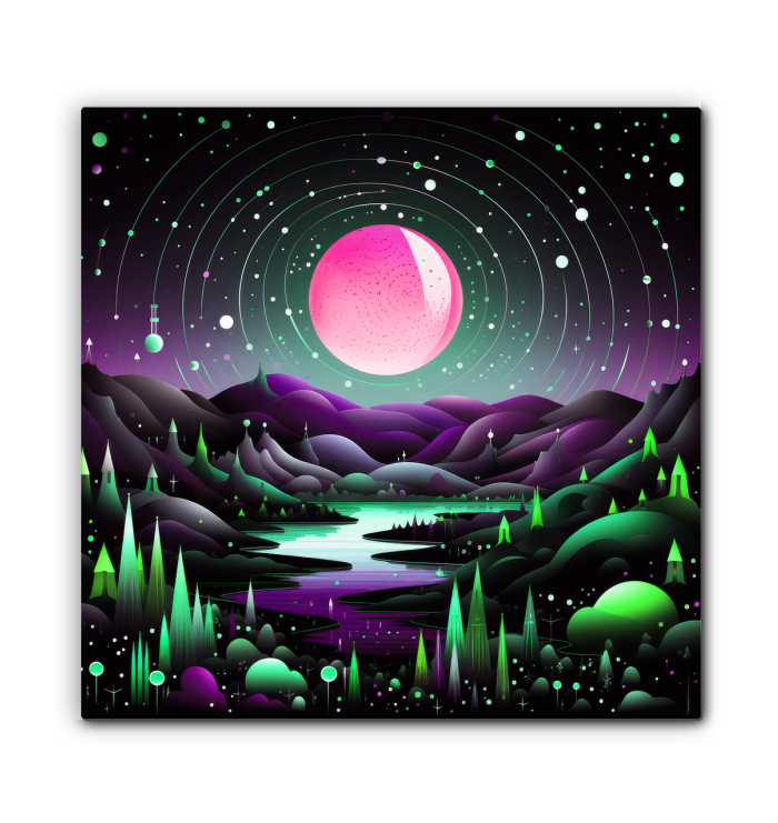 Celestial Cliffs Starry Landscape Canvas