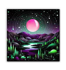 Celestial Cliffs Starry Landscape Canvas